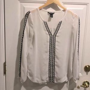 White House Black Market Sheen White Blouse